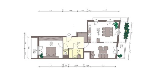 Ansicht: 2-Zimmer mit Loggia/Veranda | Wohnung in Stadtnähe